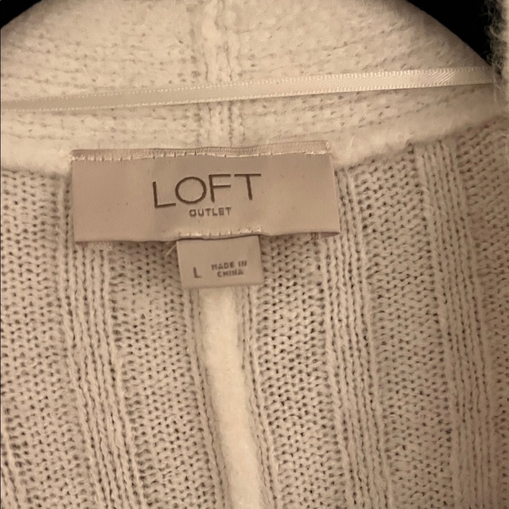 LOFT White Ribbed Open-Front Cardigan - Picture 2 of 4